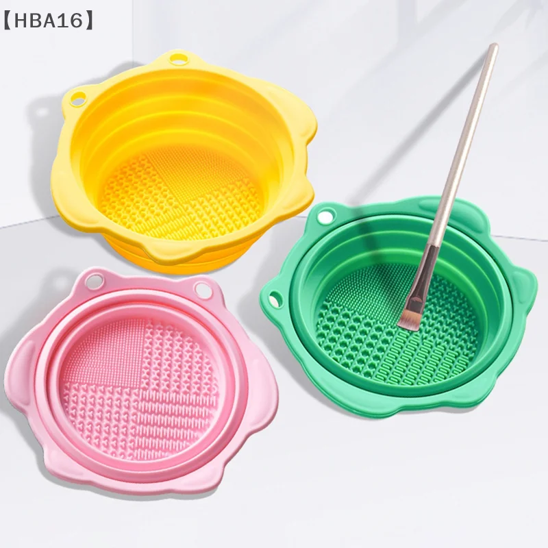 Multi-functional Silicone Makeup Brush Cleaning Folding Bowl Sponge Puff Beauty Tool Washing Scrubber Pad Soft Mat Scrubber Box