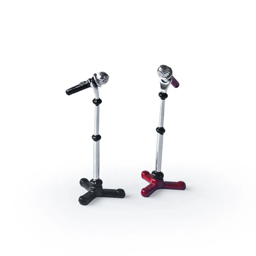 

Miniature Micro Landscape Microphone Stand Furniture Alloy Mini Microphone Model Assembled Vintage 1:12 Dollhouse Accessories