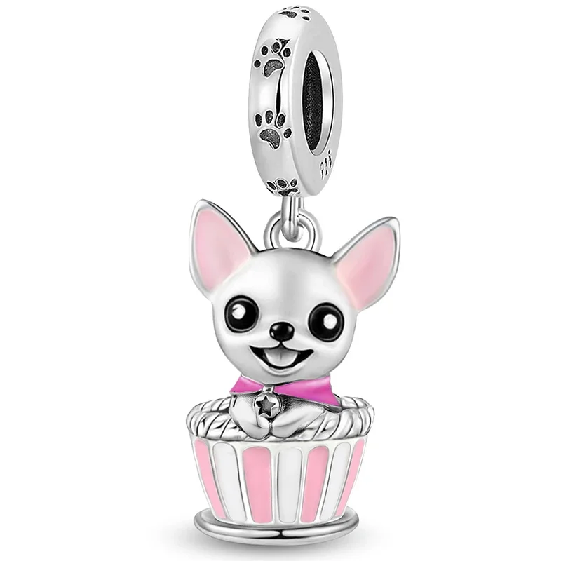 925er Sterlingsilber, Pilz, Kaninchen, Hund, Elefant, niedliche Charms, Perle, DIY-Armband, Armreif, Geschenk für hochwertigen edlen Schmuck