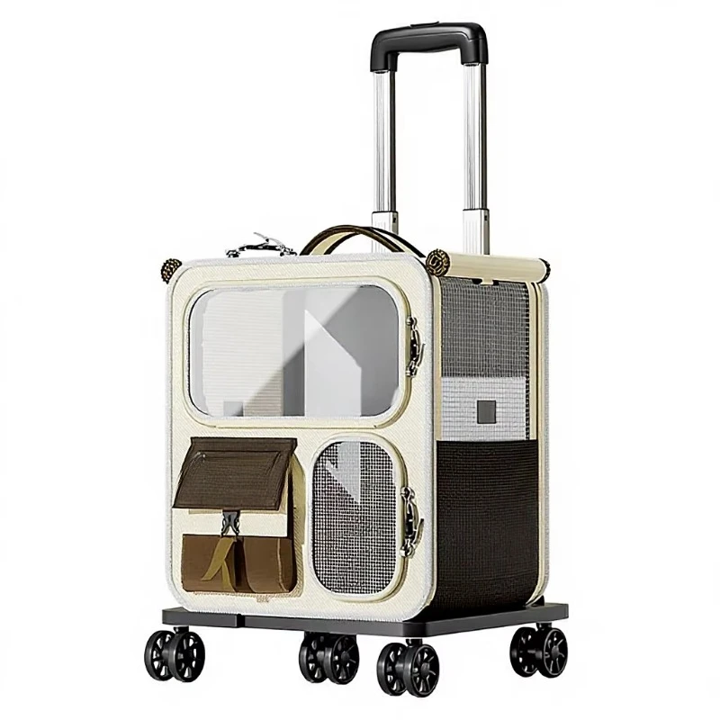 Portable backpack cat and dog pet bag with trolley case and large capacity