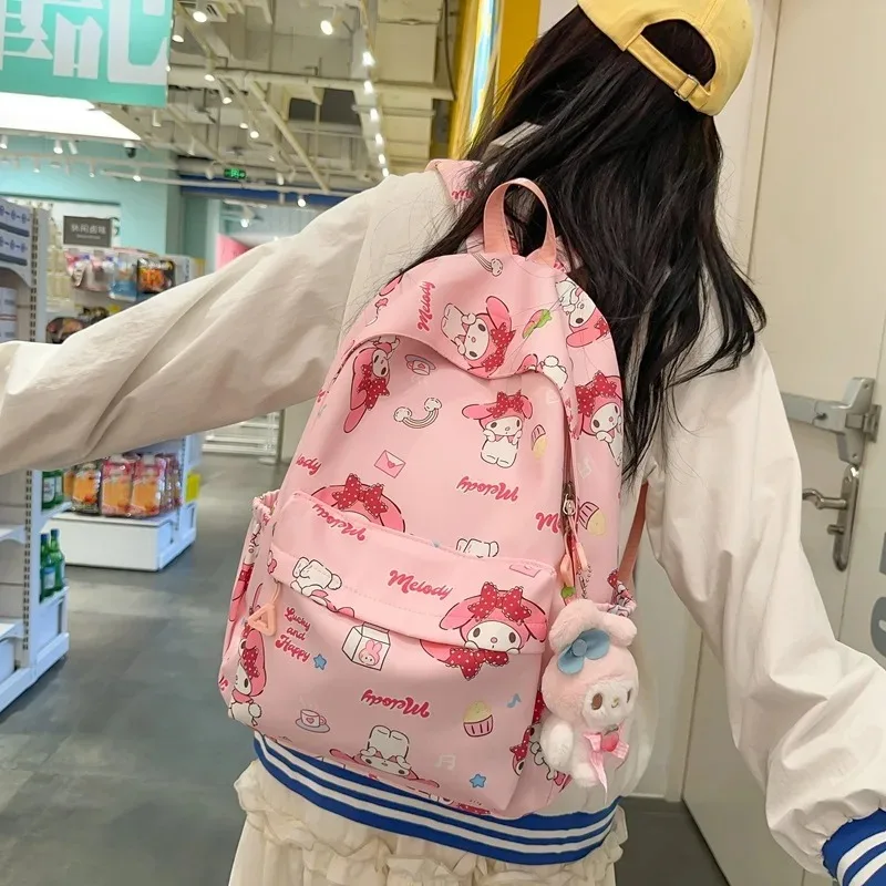 Sanrio Backpack Anime Cute backpack Printed Graffiti Student girl schoolbag Fashion Versatile Teenagers School Bag High Capacity