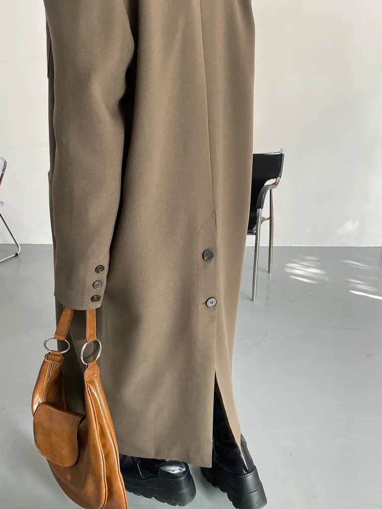 DEAT moda donna Trench dentellato doppio petto maniche lunghe allentato Overknee Suit giacche autunno 2024 nuova marea 17 a5556