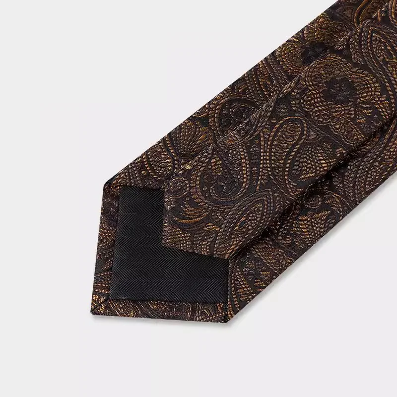 New 7CM Mens Ties Stripes Paisley Necktie Brown Color Formal Classic Business Neck Ties Jacquard Woven Necktie For Men Party