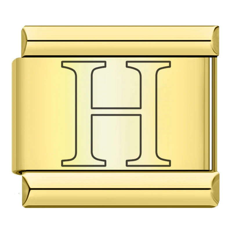 Hapiship 2025 New Women Golden 26 Letters A-Z Italian Charm Fit 9mm Stainless Steel Bracelet Jewelry Drop Shipping DJ1600