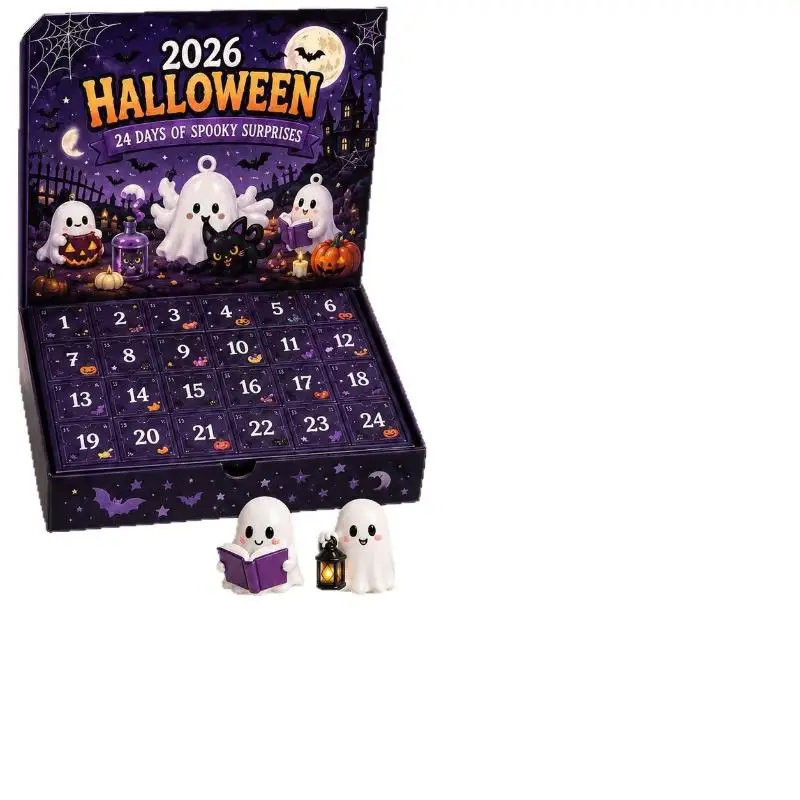 2026 Halloween Advent Calendar,24 Days Spooky Acrylic Ornaments Countdown Box,Halloween Table Decor Holiday Surprise Gift Set