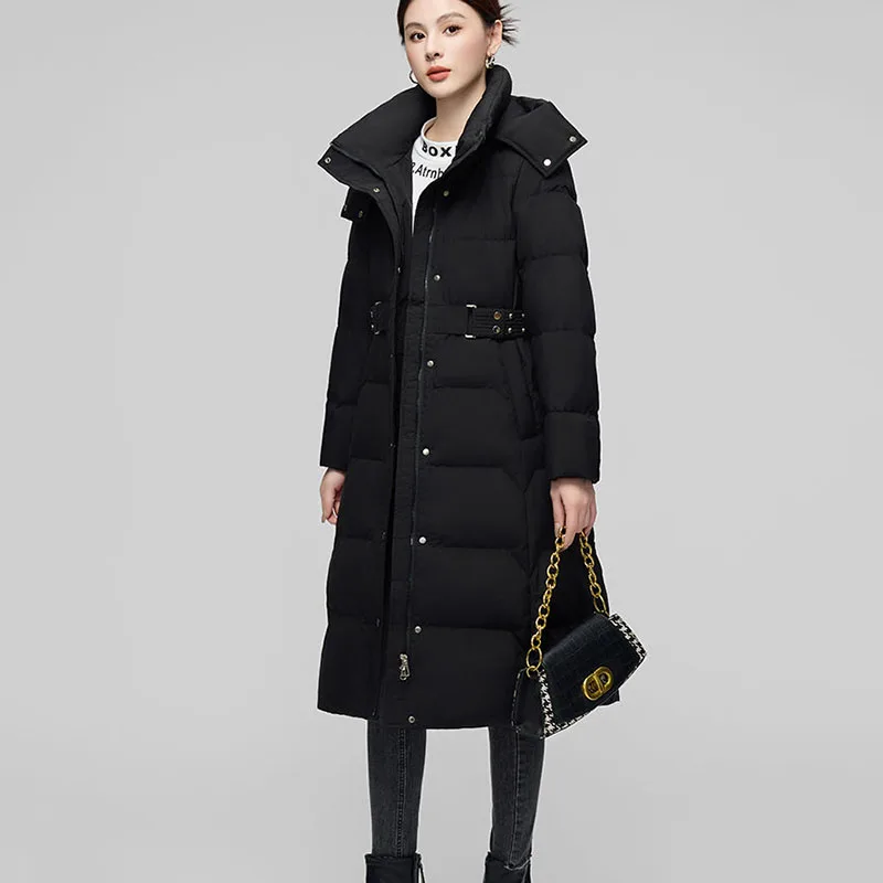 Cappotto 2025 Piumino da donna caldo con cappuccio di nuova moda Piumino da donna invernale in piumino d'anatra bianco addensato di alta qualità H373