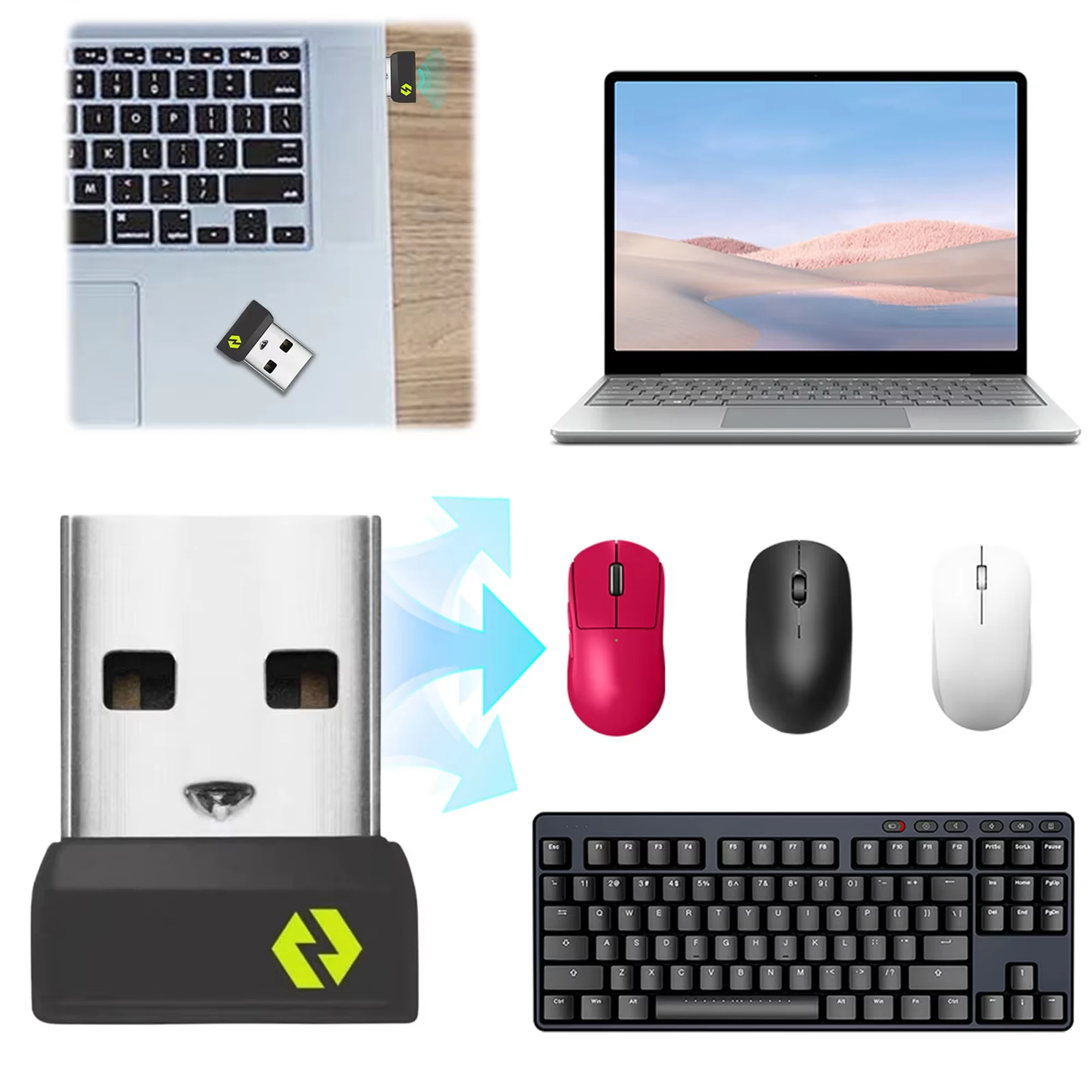 Receptor USB Logitech Bolt Adapter - Receptor multidispositivo compatible con MX Keys Mini, POP Keys Keyboard / Mouse, K860, M650