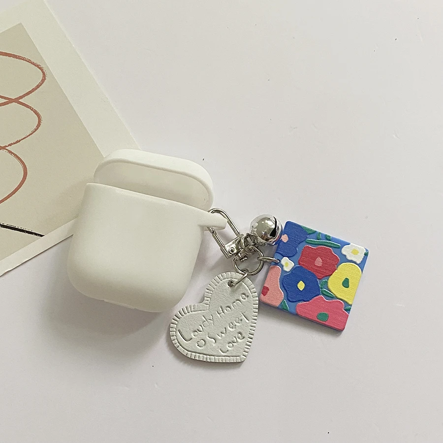 럭셔리 한국어 꽃 keychain 헤드폰 케이스 에어 포드 2 케이스 에어팟 Pro 3 케이스 플로라 keyring 실리콘 이어폰 커버