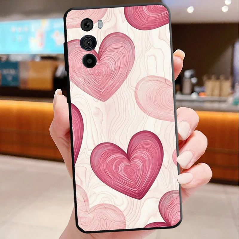 

Phone Case For Motorola Edge 50 40 Pro 60 50 40 30 Ultra Neo Fusion Moto G85 G72 G53 G54 G84 G13 G32 Pink Gold Love heart