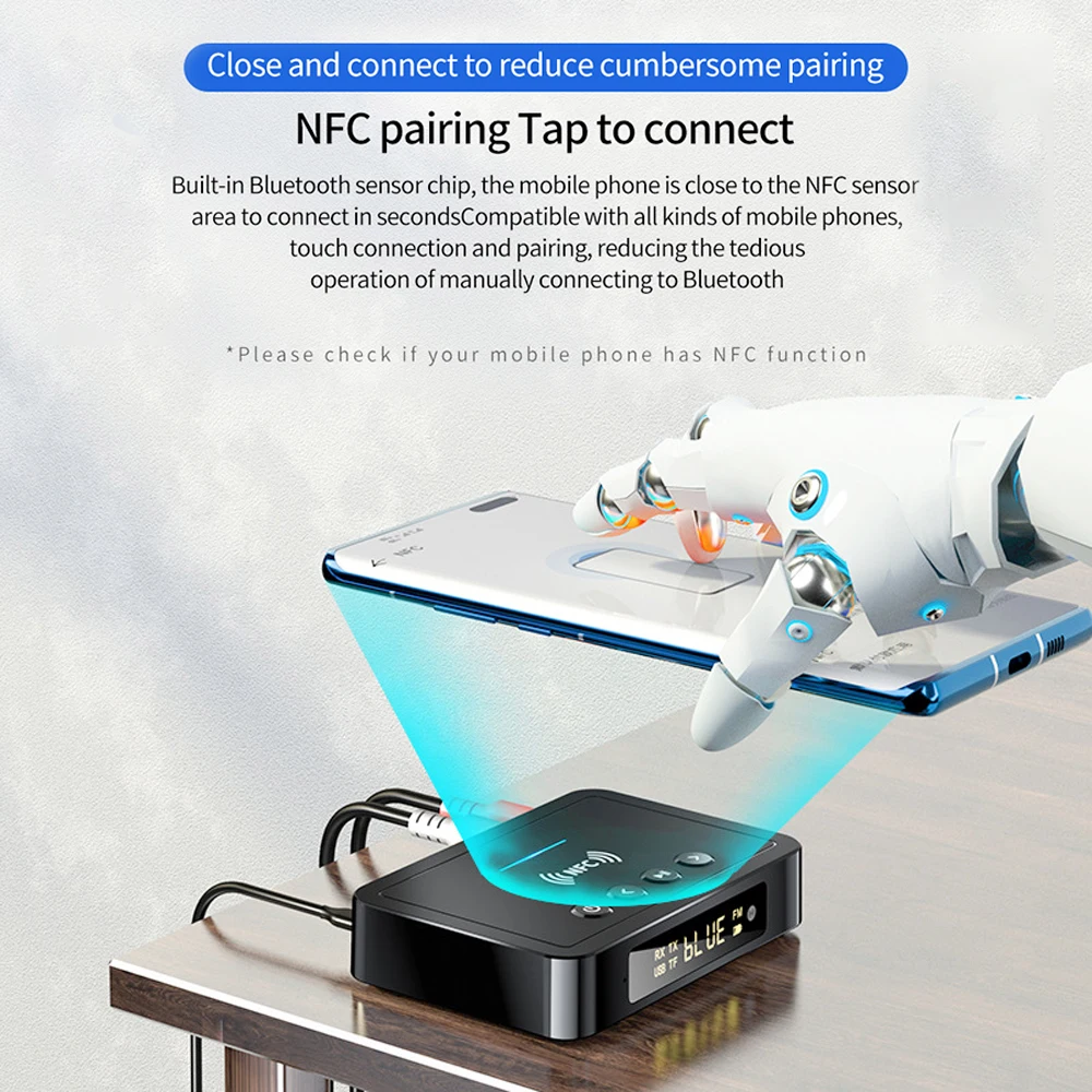 M6 Universal Bluetooth Receiver Transmitter Bluetooth 5.4 3.5mm AUX/RCA/USB U Disk/TF Input Remote Controller Digital Adapter