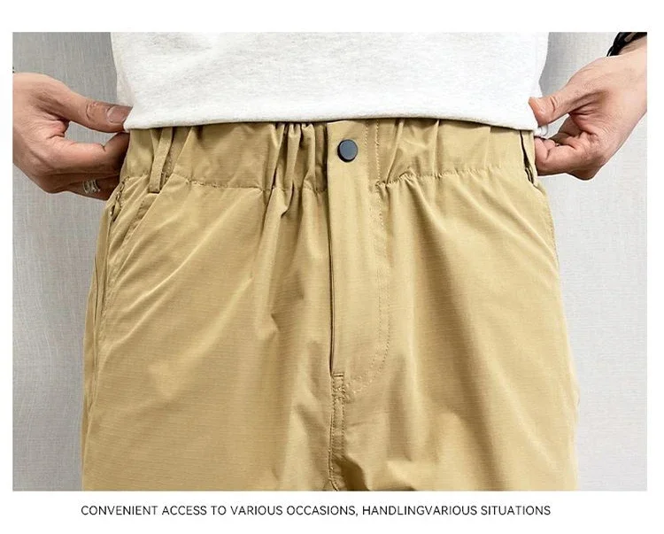 Sommerliche dünne Cargohose für Herren, lässige, schmal zulaufende Hose mit Reißverschlusstaschen, schnell trocknende Streetwear-Hose für den täglichen Gebrauch im Freien, S-3XL – Detail 14