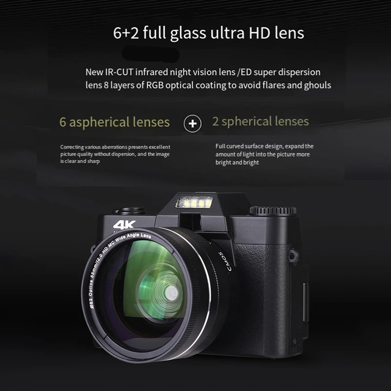 4K WIFI Web Cam 48MP Streaming Camcorder Camera Digital Camera With Wide Angle Lens