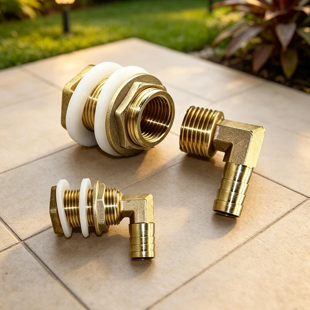 Brass Hose Connector with Male Thread Base for Plastic Rainwater Barrels Designed for 25mm Connection in Rainwater Systems