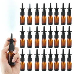 6/10/20/50pack 10ml Amber Nasal Spray Bottle Glass Nose Mist Sprayer Press Spray Head Empty Bottles Refillable Glass Atomizer