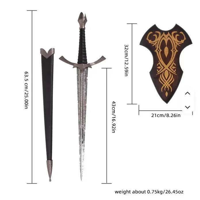 Metal Made Crafts 63cm Hobbit Witch-king of Angmar Morgul-blade Desktop Home Wall Hanging Decor Ornaments Adult Christmas Gift