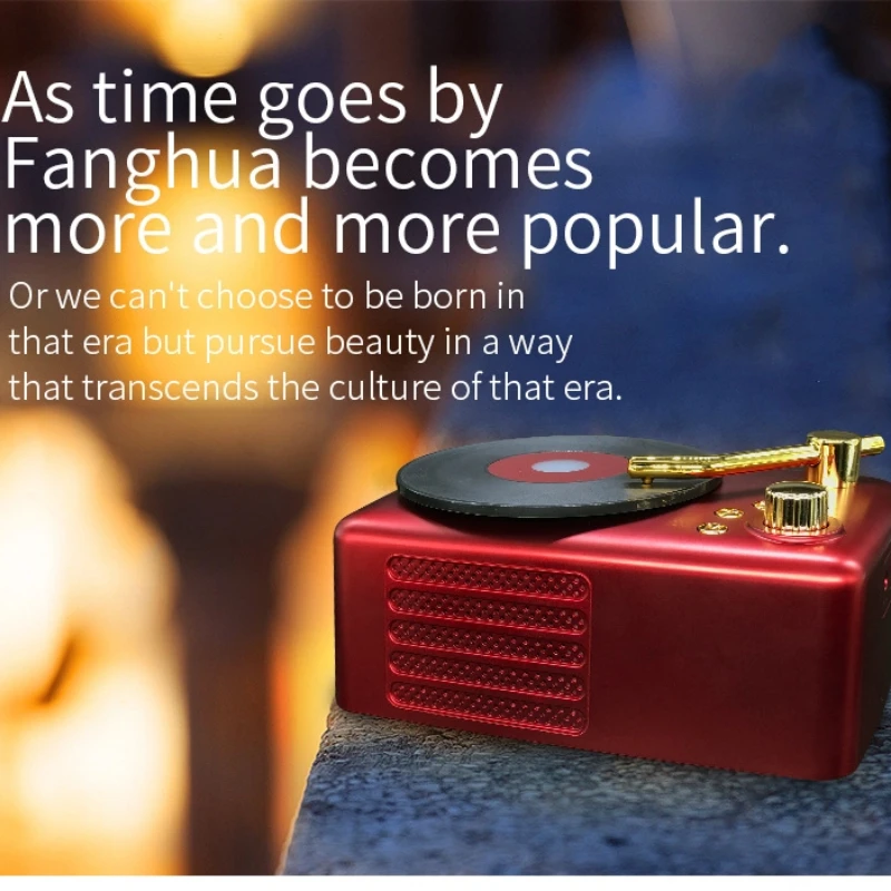 Creative Wood Grain Nostalgic Atomic Vinyl Subwoofer Caixa De Som Retro Portable High-quality Bluetooth Mini Speaker Supports TF