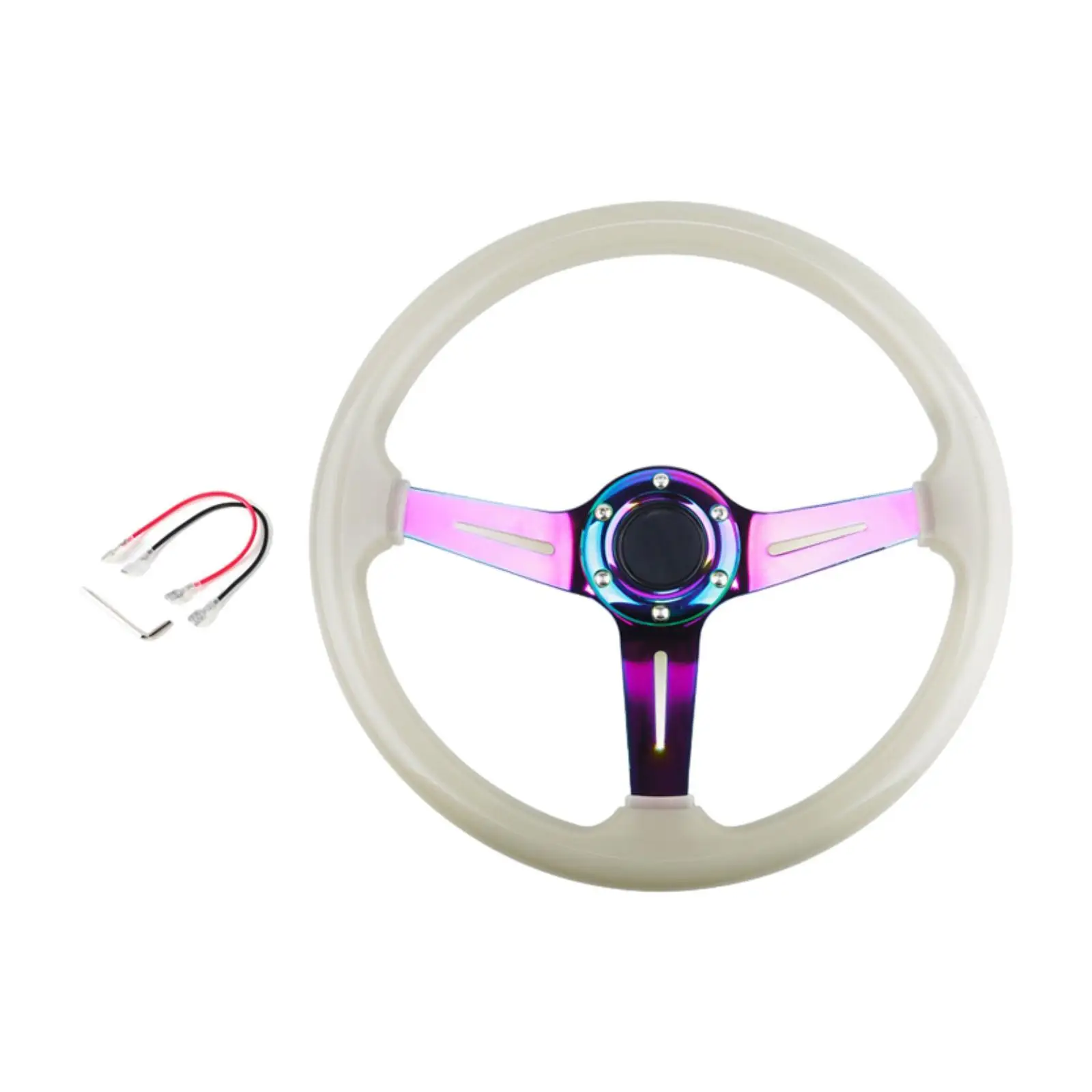 

Generic 34cm Race Steering Wheel Luminous Effect Lightweight Repair Parts Sturdy Stylish Auto Modified Accessory Acrylic Frame