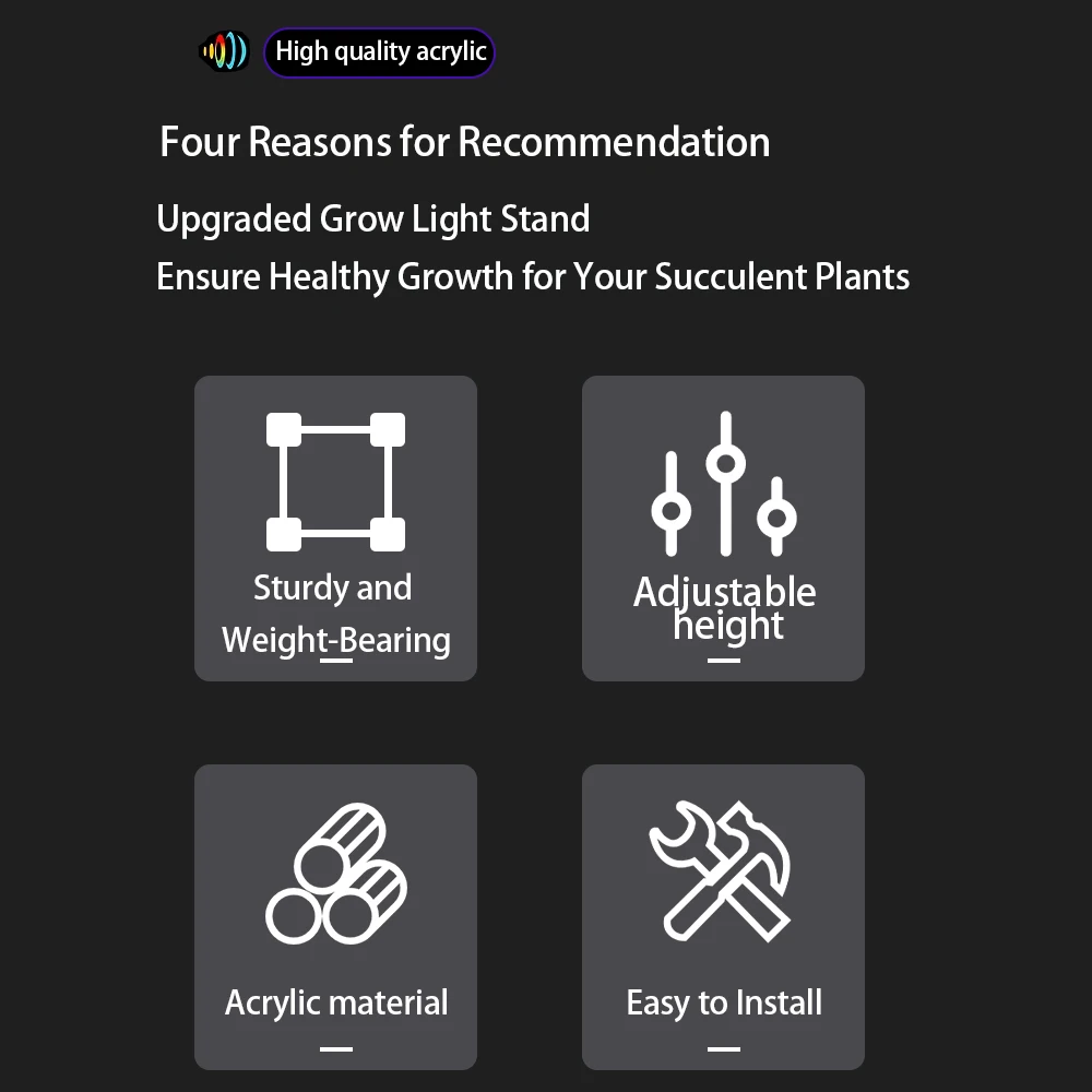 حامل عمودي أنبوب ضوء النبات T8/T20، حامل أكريليك بارتفاع قابل للتعديل