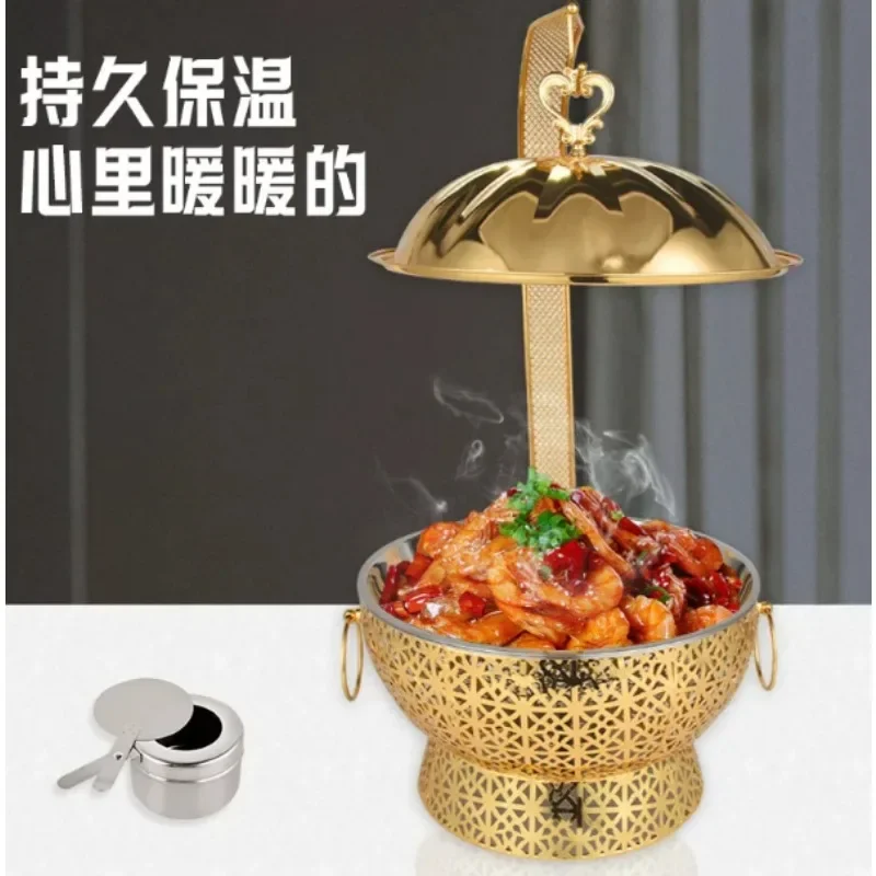 Gold Hollow Stainless Steel Hanging Chafing Dish Alcohol Heating Buffet Food Warmer for Catering Banquet