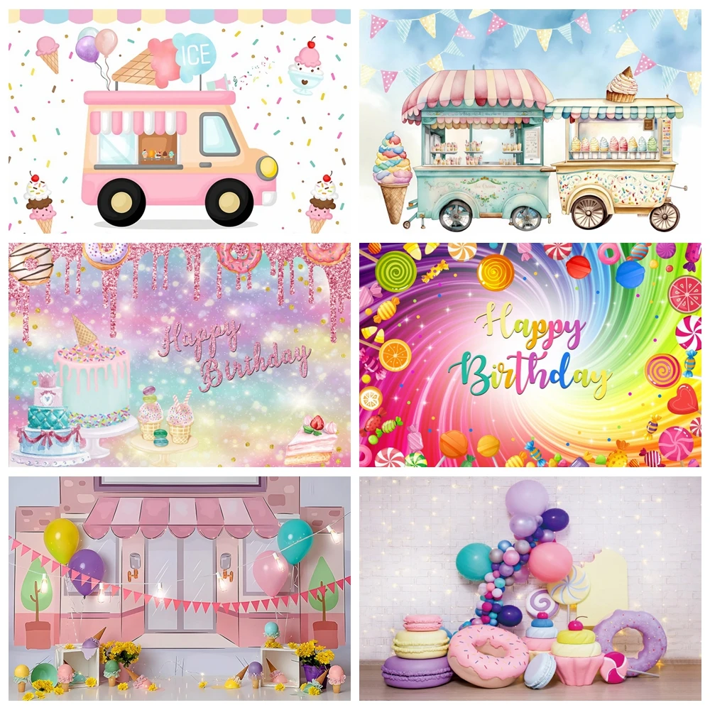 Yeele Candy Shop Theme Party Photocall Sweet Baby Birthday Backdrops Donut Ice Cream Photographic Backgrounds For Photo Studio