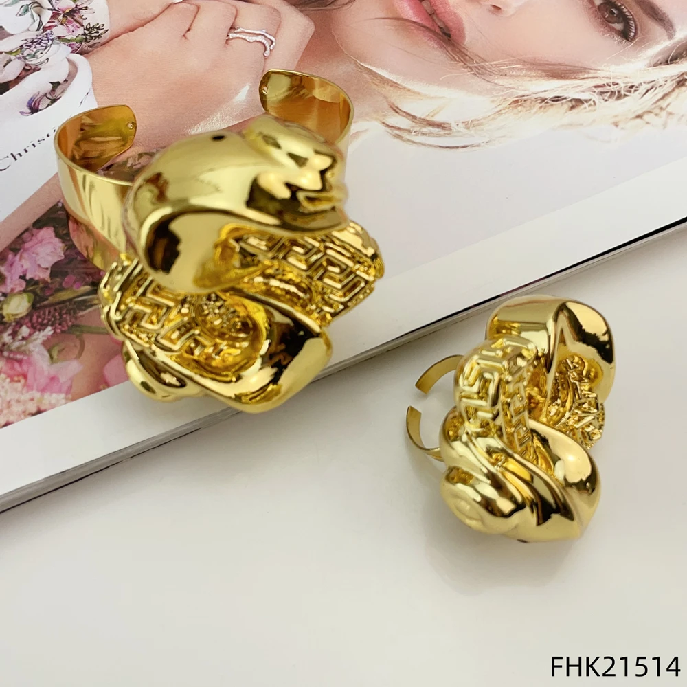 Newest Bold Bangle with Ring Brazilian Jewelry for Women FHK21514