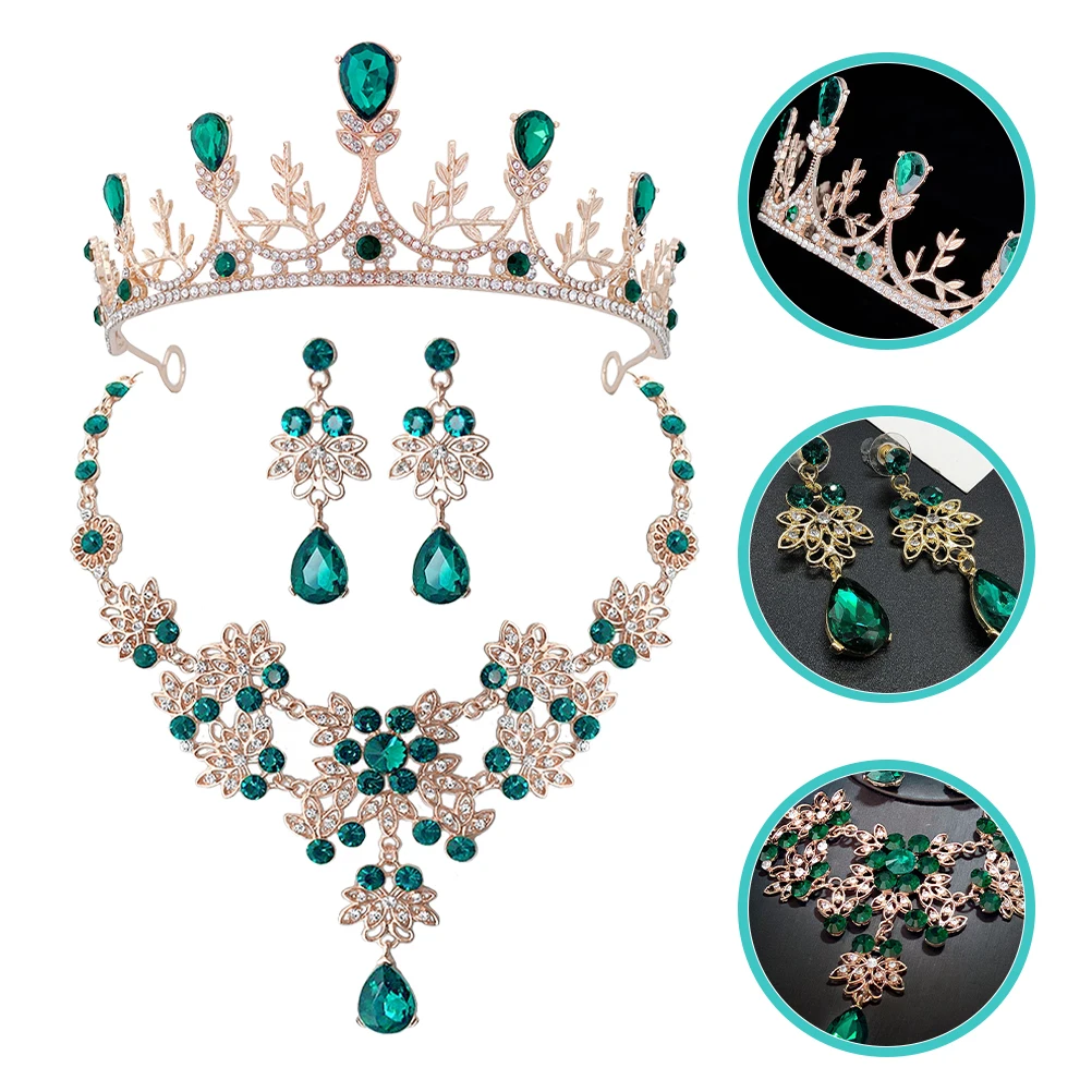 

1 set 1 Set Crown Necklace Earrings Jewelry Set For Women Rhinestone Bridal Party Wedding Gift Drop Dangle Tiaras Birthday