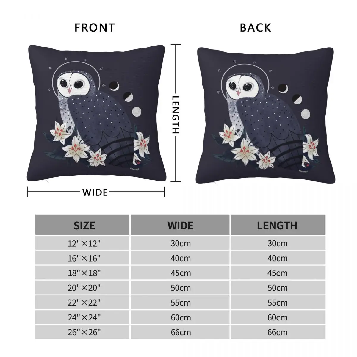 Familiar Sooty Owl Square Pillowcase Polyester Linen Velvet Printed Zip Decor Bed Cushion Cover