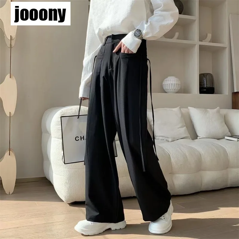 Pants Men Fashion Simple Trouser Minimalist Wide-leg Loose New Spring Autumn Streetwear Casual Daily Harajuku All-match Classic