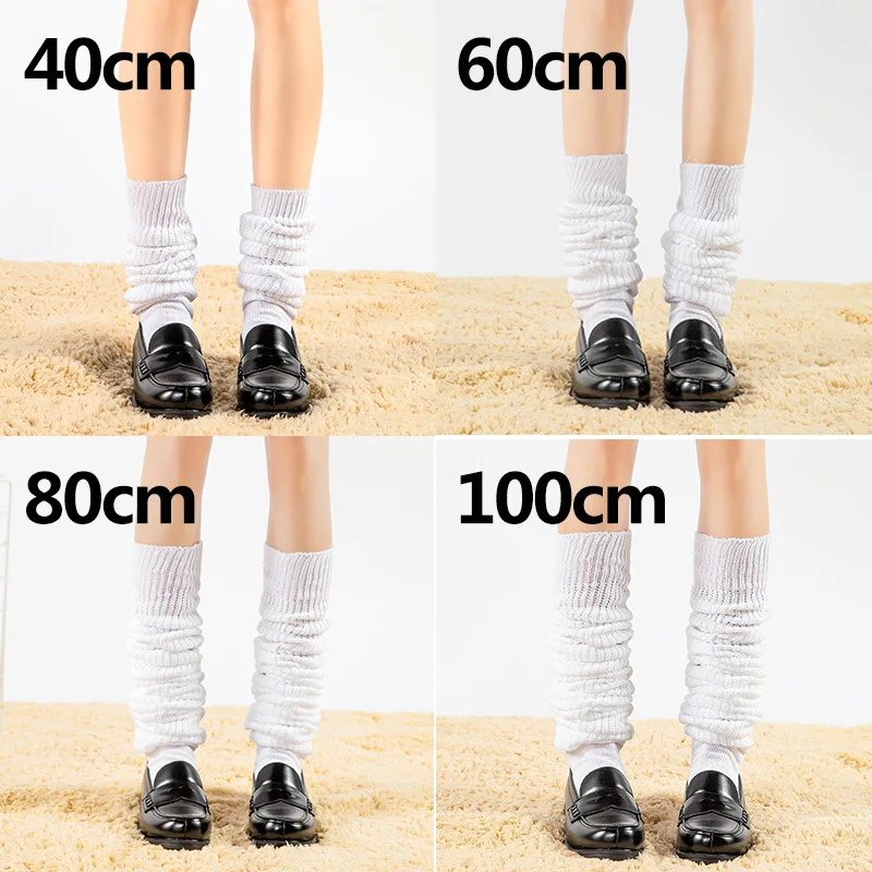 Chaussettes blanches noires adt pour femmes et filles, bas de bottes souples, accessoires d'uniforme JK, jambières, chaussettes cosplay