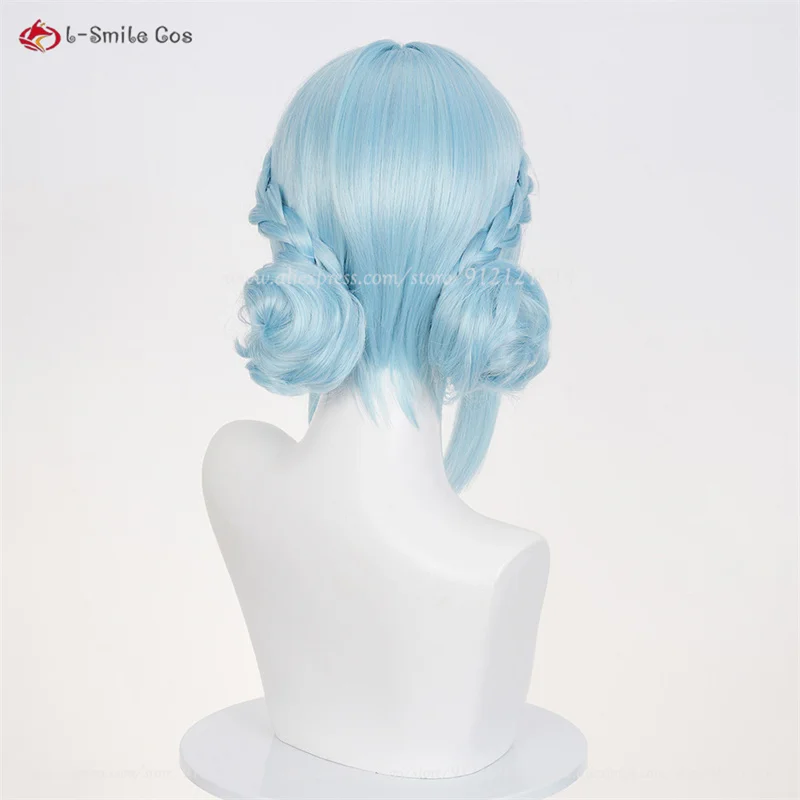 Ineffa Cosplay perruque bleu clair 40 cm perruques courtes résistant à la chaleur cheveux synthétiques pour femmes Costumes Anime Cosplay perruques Halloween
