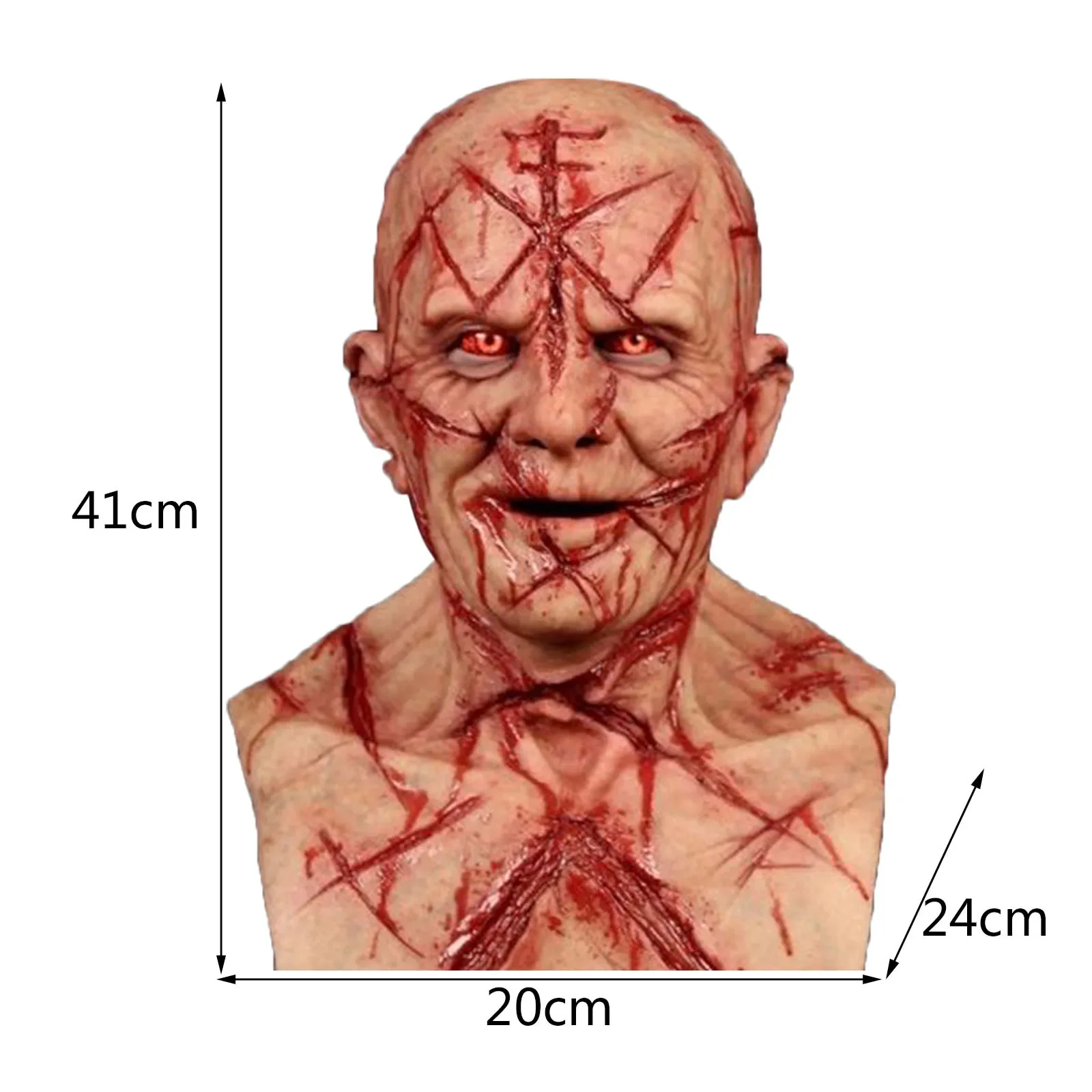 Masker kepala penuh dewasa masker silikon luka darah botak tutup kepala berdarah 3d wajah manusia realistis Aksesori Cosplay horor Halloween