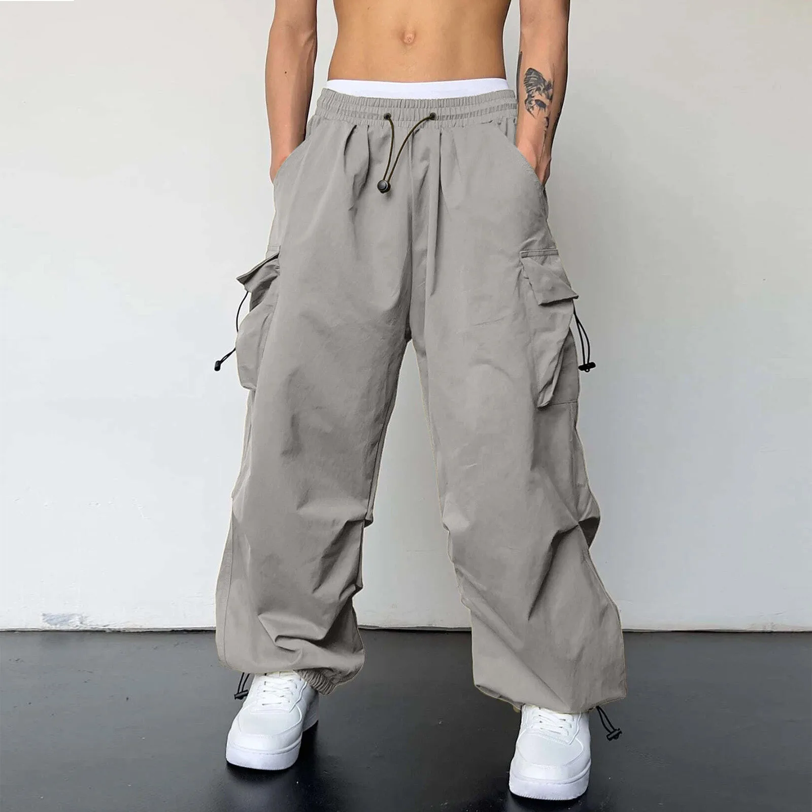 Pantalon de parachute Carga Respzed pour homme, jambe large vintage, jaggers baggy, pantalon de survêtement décontracté, Techwear Harajuku, StreetLiar Hip Hop, Y2k