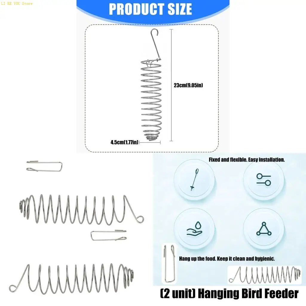 W3JE Simple Installation Hanging Bird Feeder Stainless Steel Build Easy to Clean Weatherproof Design Outdoor Use