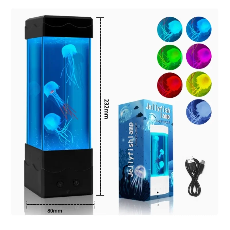 led-クラゲランプ-色が変わるムードライト、リモコン付き、usb-電源の海の装飾、家庭-寝室用