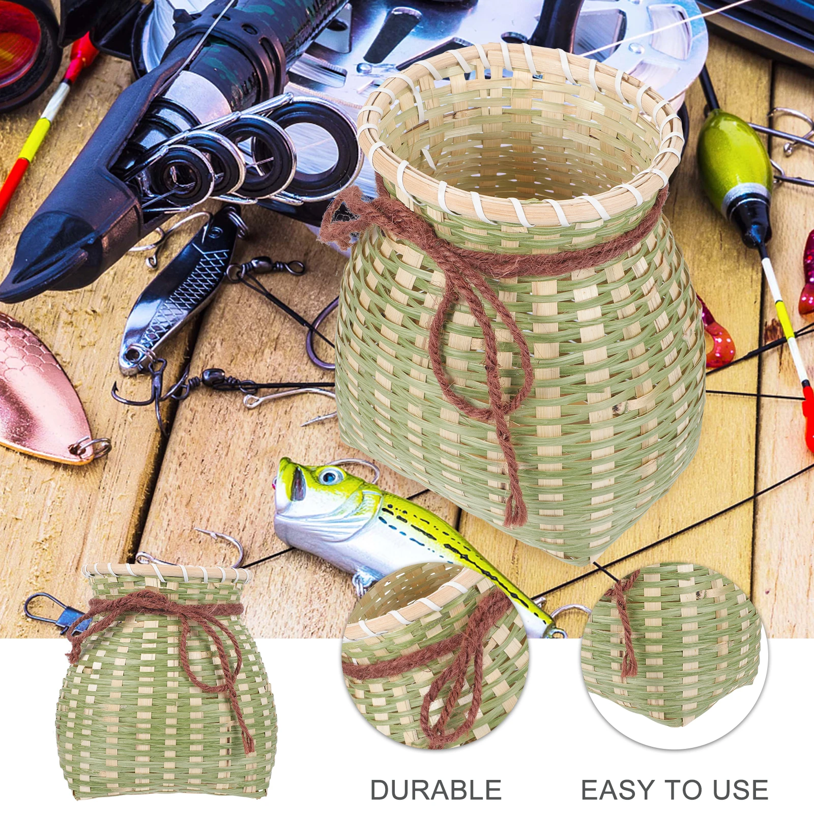 

1 Bamboo Basket Professional Shrimp Container Portable Durable Fish Supplies Outdoor Travel Reusable Shrimp Container Camping