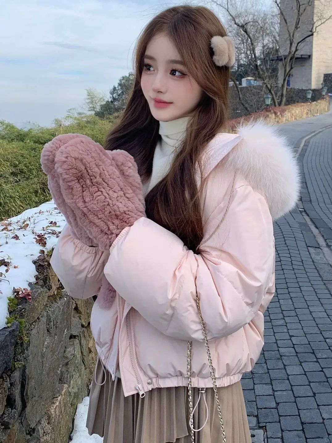 

Puffer Parka Yellow Detail Womens Mat Surface Non Glossy Finish Dull Appearance Light Absorbing Material Reflective Construction