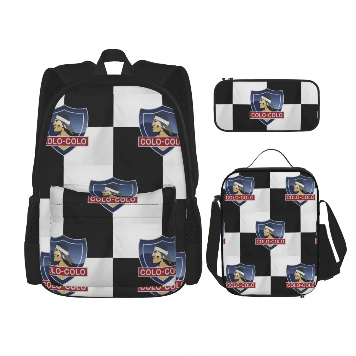 

Social Y Deportivo Colo Colo Chile Backpacks Children Bookbag School Bags Rucksack Lunch Bag Pen Bag Three-Piece Set