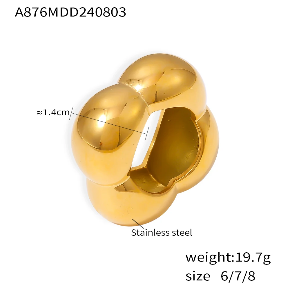 Cute Charm Flower Chunky Exaggerate Rings For Women Stainless Steel Gold Plated Waterproof Finger Ring Jewelry Wholesale