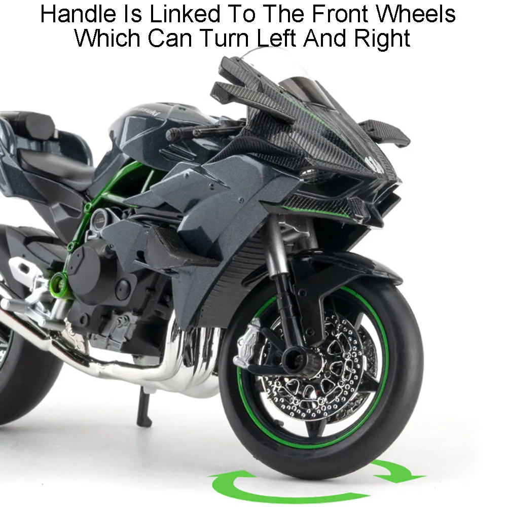 1:12 Schaal Kawasaki H2R BMW S1000RR Motorfiets Model Speelgoed Muziek Licht Schokabsorptie Linkage Stuurmotor Modellen Cadeau voor Jongen