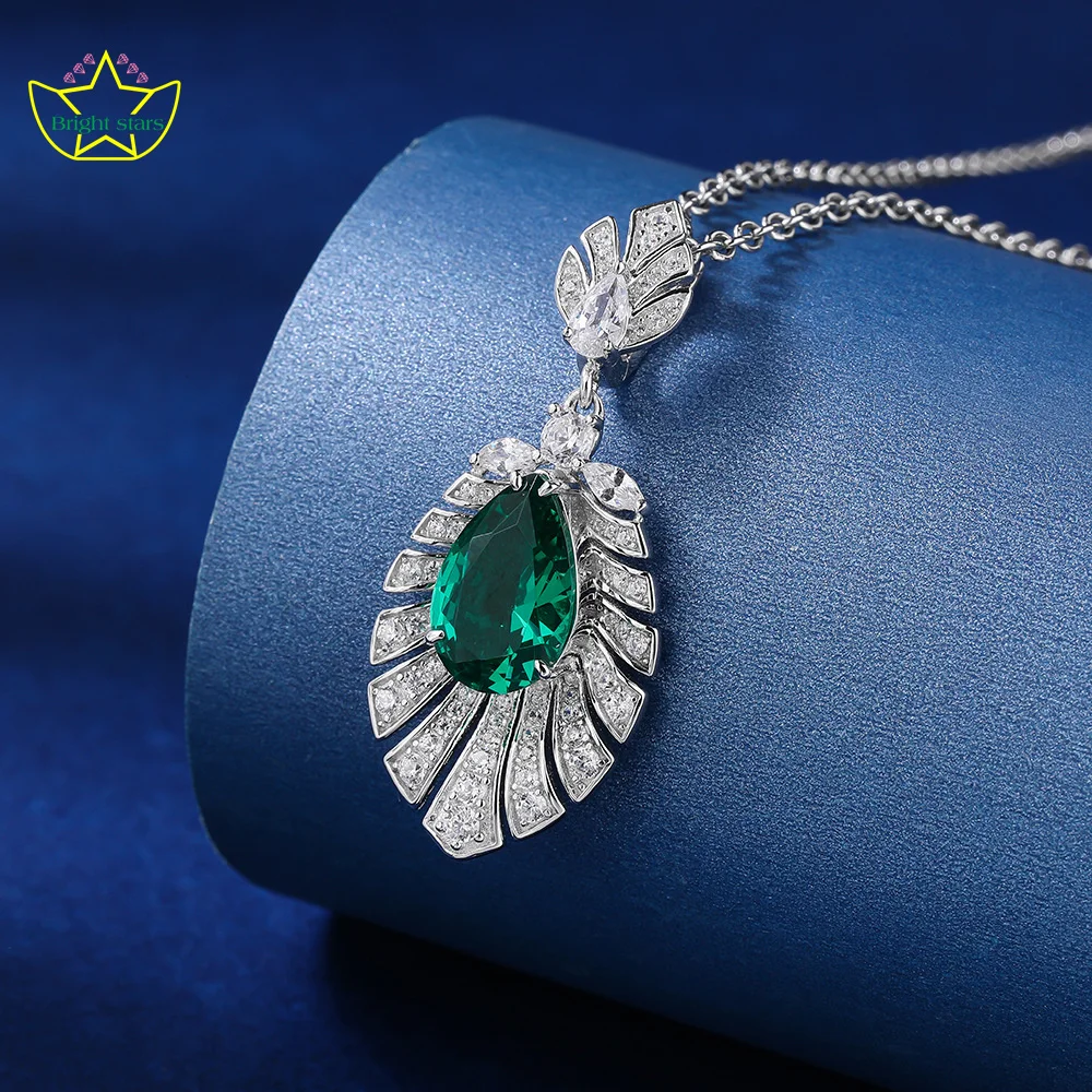 

Яркие звезды, оптовая продажа, изумрудный кулон из стерлингового серебра S925, полный бриллиант, овальная цепочка на ключицу, женское ожерелье