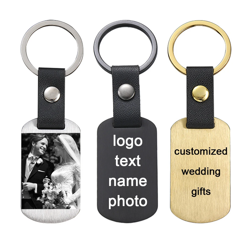 1pcs Stainless Steel Rectangular Key Chain Business Gift Key Chain Laser Engraved Brushed Round Key Chain Wholesale