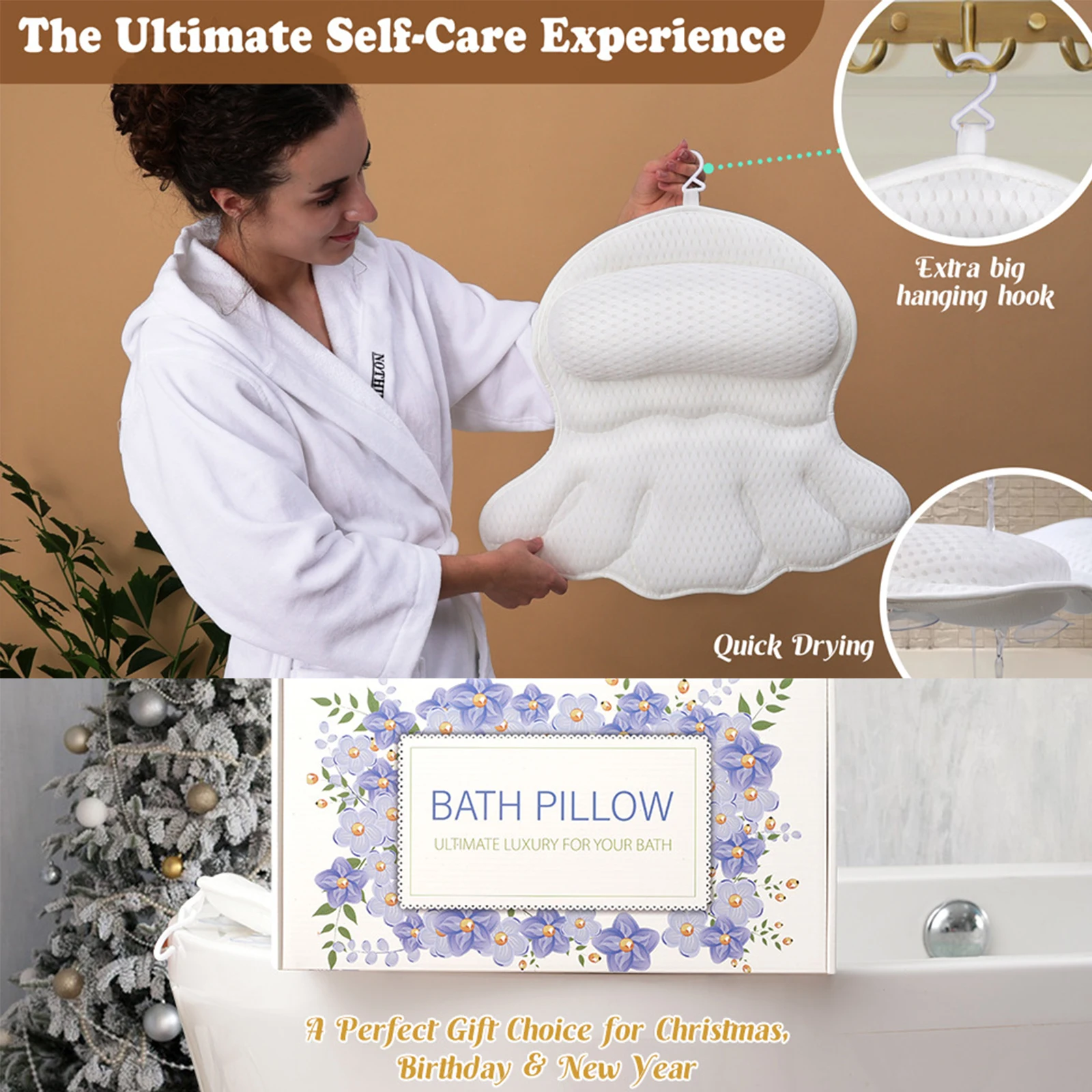 

Подушка для ванны с 4D воздушной сеткой, ткань 6, нескользящая присоска, подушка для ванны, аксессуары для ванны, спа-подарки для женщин и мужчин