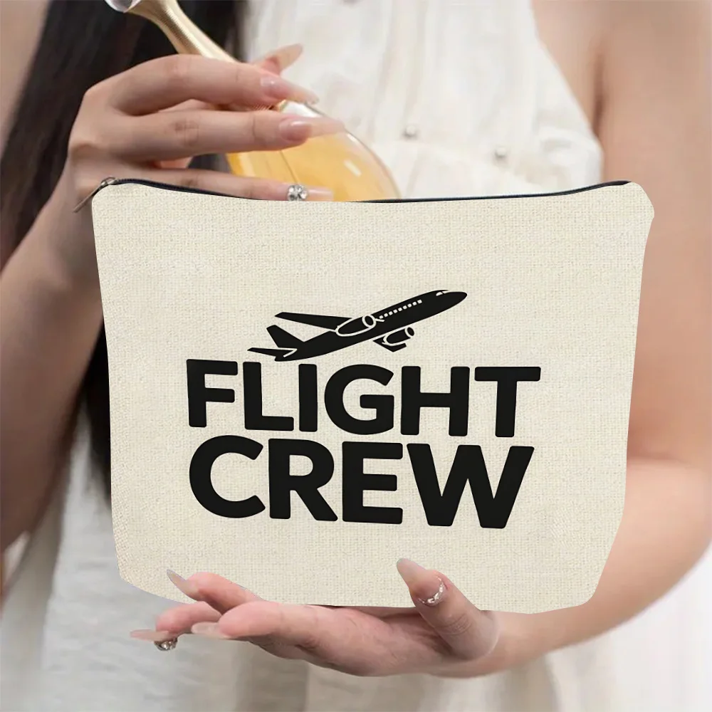 Aviation-Themed Flight Crew Logo Airplane Silhouette Makeup Toiletry Bag Lightweight Travel  Male/Female Pilots Reusable Bags