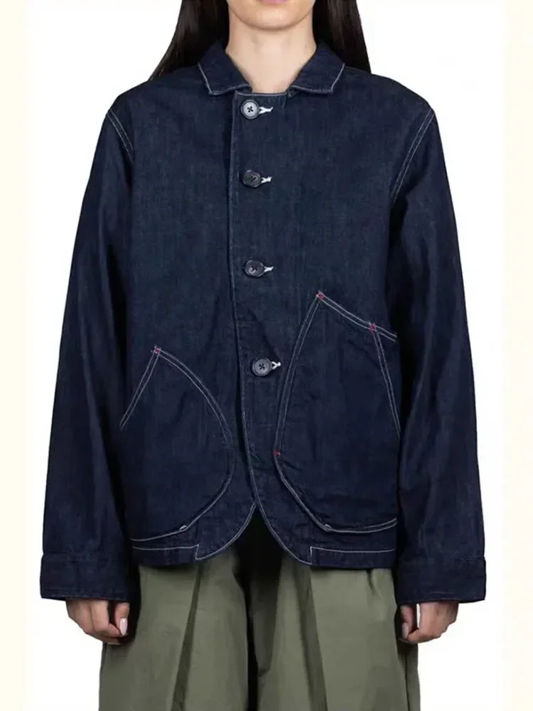 Japanese loose wash denim denim lapel jacket Kapital