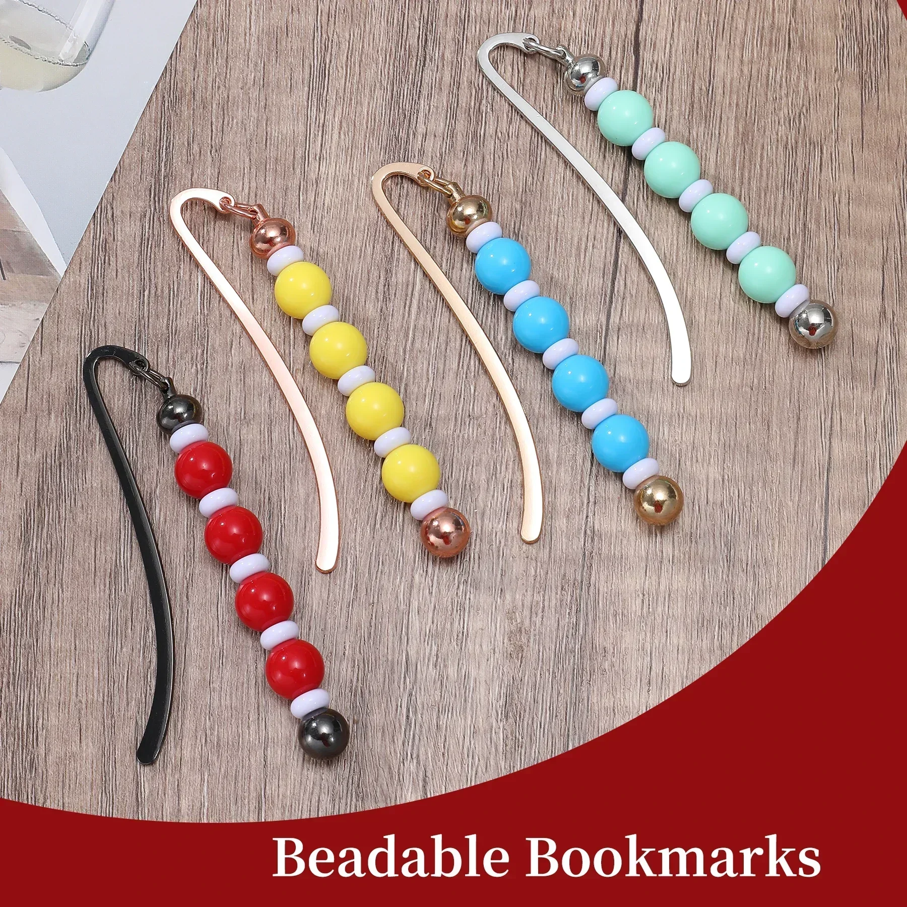 مجموعة الإشارات المرجعية القابلة للخرز DIY - مجموعة أشرطة معدنية فارغة مكونة من 4 قطع لصياغة المعلقات والمجوهرات، هدية مثالية لمحبي الكتب #6