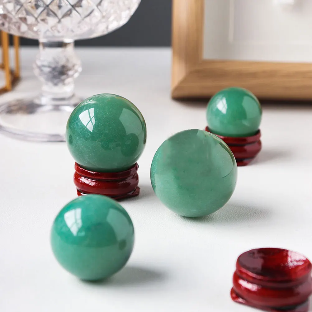

Dongling Jade Crystal Ball with Wooden Base Desktop Office Sphere Craft Decor Gift for Family Friends Crystal Ball Prop Party