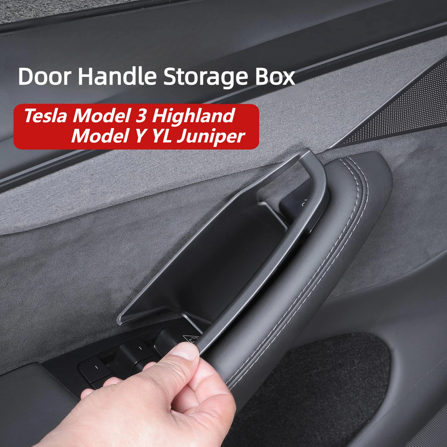 4pcs Door Handle Storage Box for Tesla Model 3/Y/YL,No Handle Interferenc,Shock-Absorbing Foam,Non-Destructive Installation