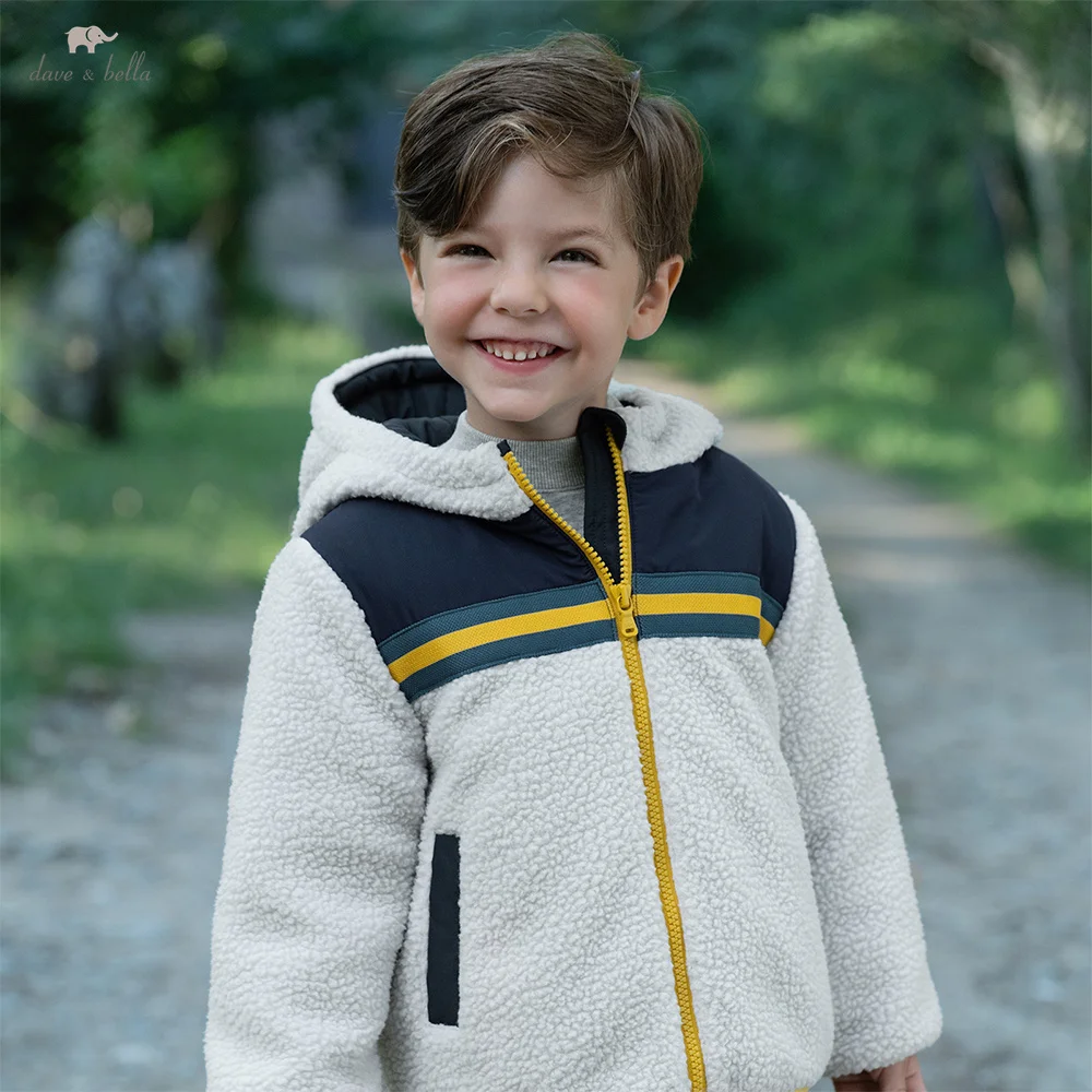 

Куртка с капюшоном Dave Bella для мальчиков, зима-осень, теплое детское плюшевое утепленное пальто, повседневная верхняя одежда, детская уличная одежда DB4253864