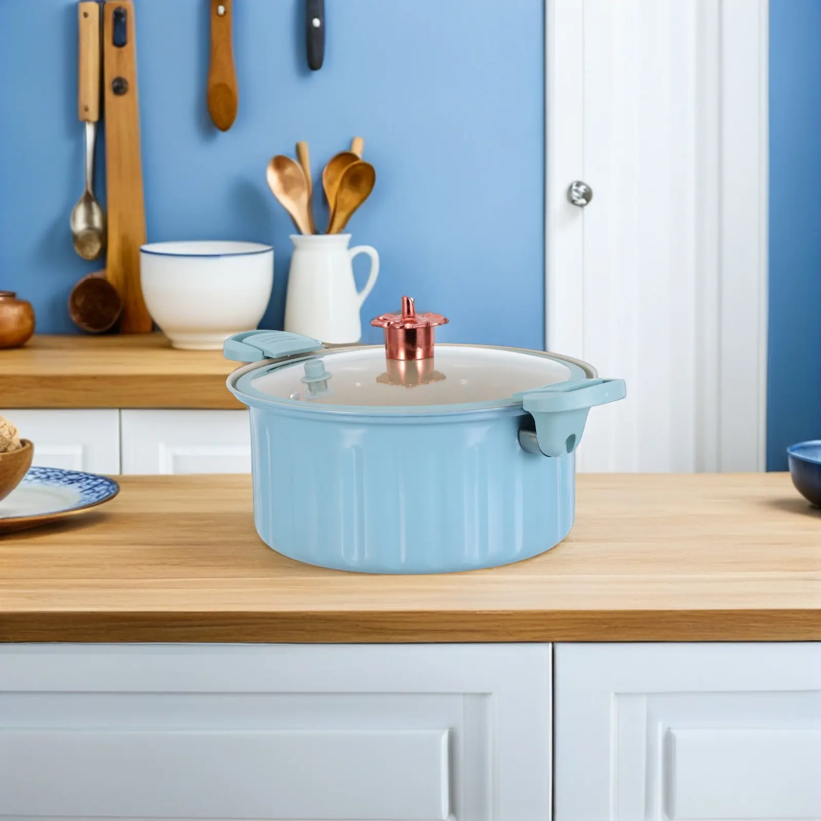 

8L Non-Stick Micro Pressure Cooker Pot with Glass Lid Uniform Heating Stew Pot for Fast Cooking on Gas Stove Or Induction Cooker