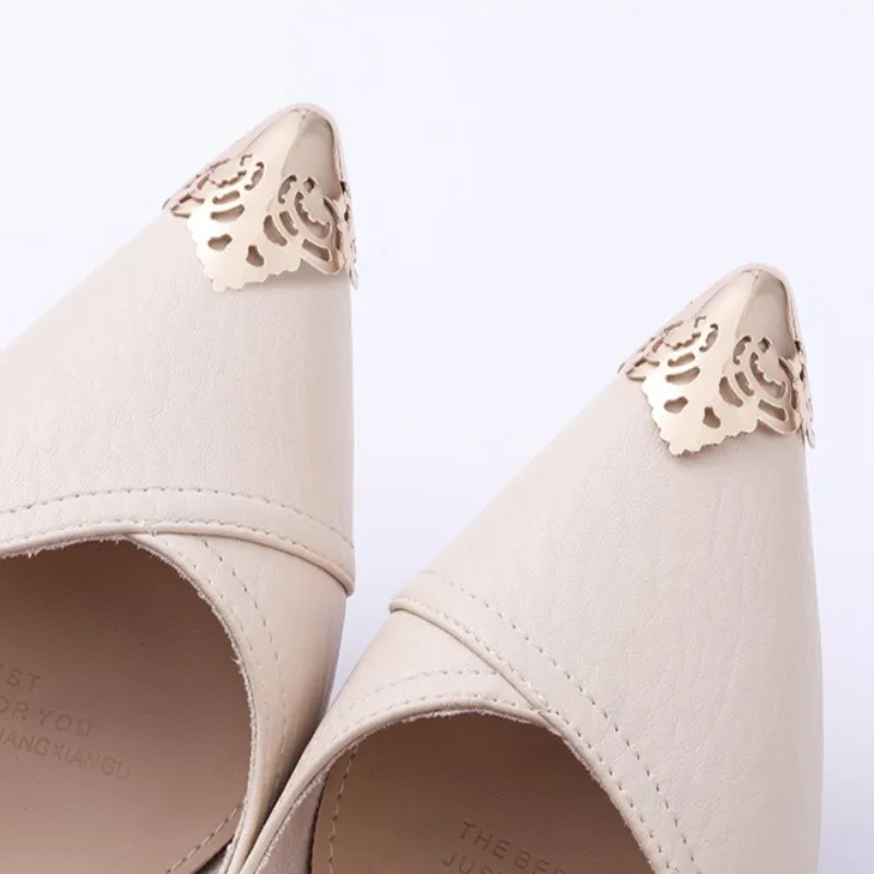Womens Luxury High Heel Metal Toe Cap Shoe Protector Geometric Shape Anti-kicking Leather Shoes Point Decoration Accessories